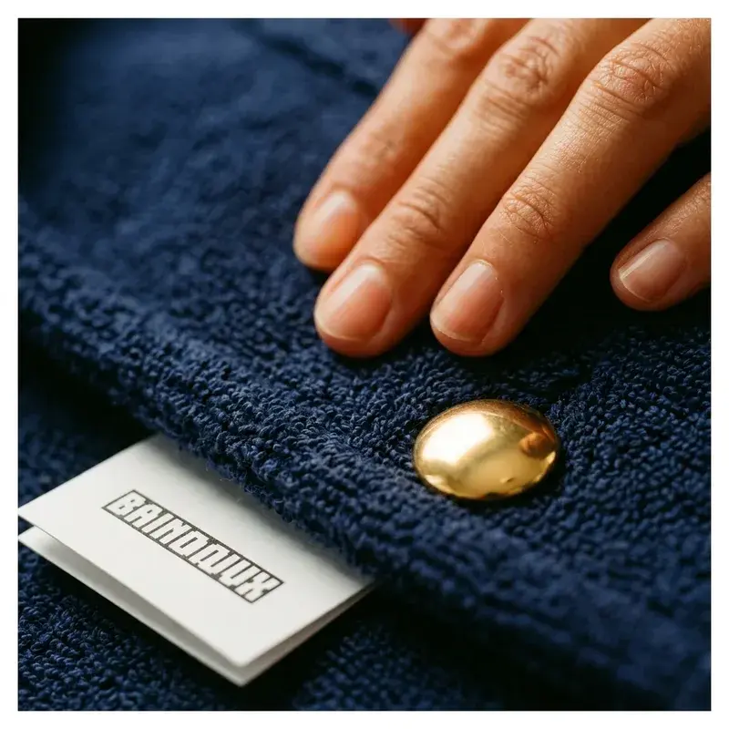 Baindoux: Detail · terrycloth and brass