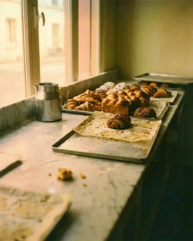 A finished Genco post: a brand-styled photo of a bakery interior