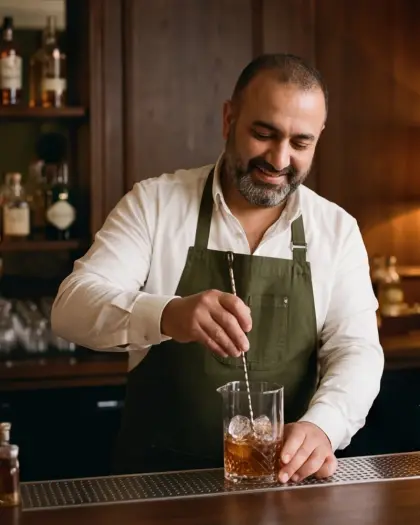 Emre behind the bar, most evenings.