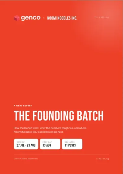 Cover of the final report written for Noomi after the launch