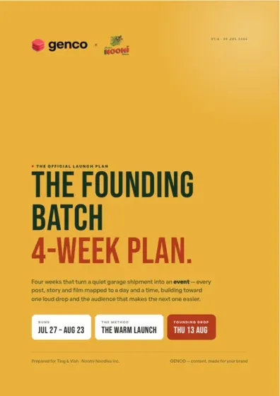 Cover of the four-week launch plan written for Noomi