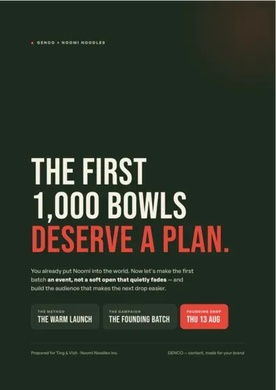 Cover of the first launch plan, the one that put the launch date to Noomi as a choice between two paths