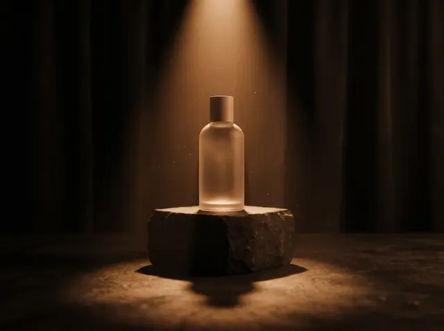 A single product revealed under a spotlight on a dark set
