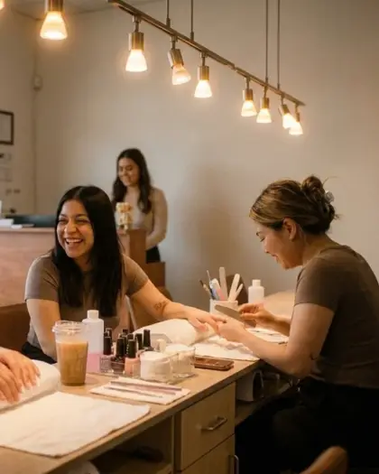 A manicure in the salon